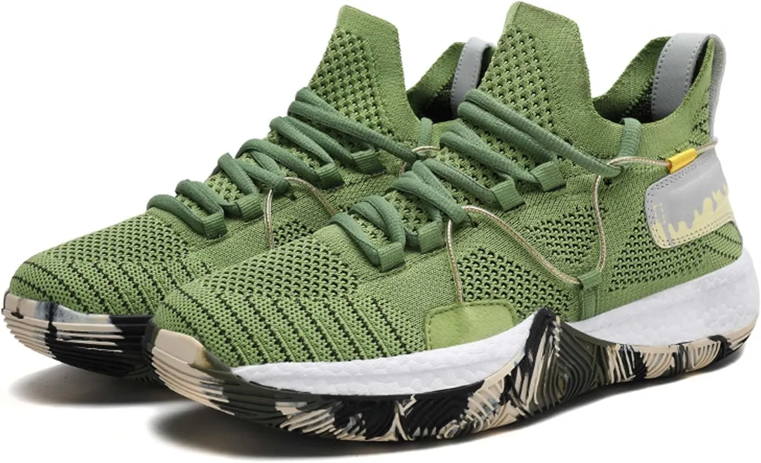 Men's and Women's Lace Up Basketball Shoes Comfortable and Breathable Sports Shoes Anti Slip and Wear-Resistant Outdoor Shoes Men's Anti Slip Work Shoes Black Casual Sports Shoes