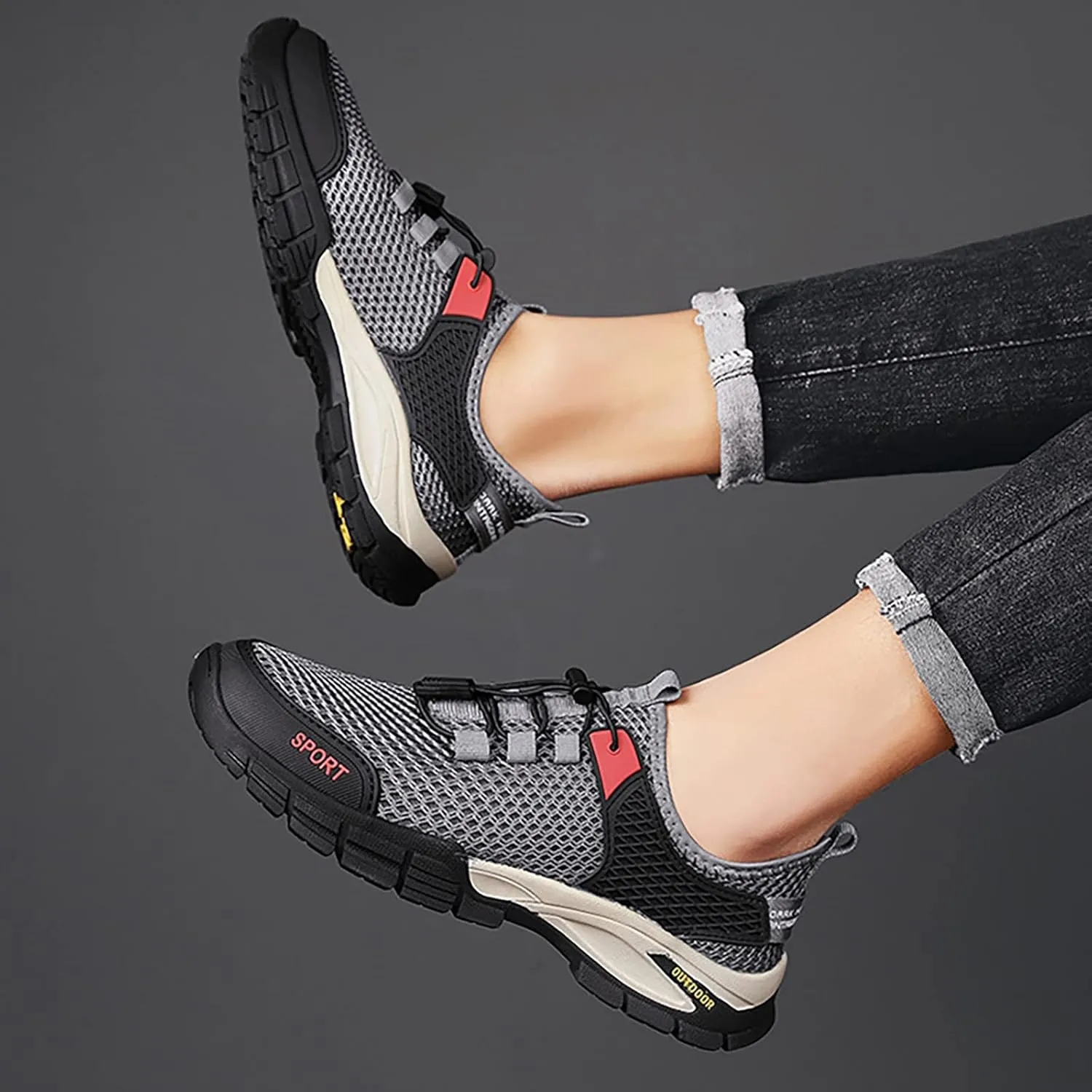 Men's Arch Support Workout Shoes Lace Up Lightweight Breathable Fashion Sneaker Men's Breathable Barefoot Shoes