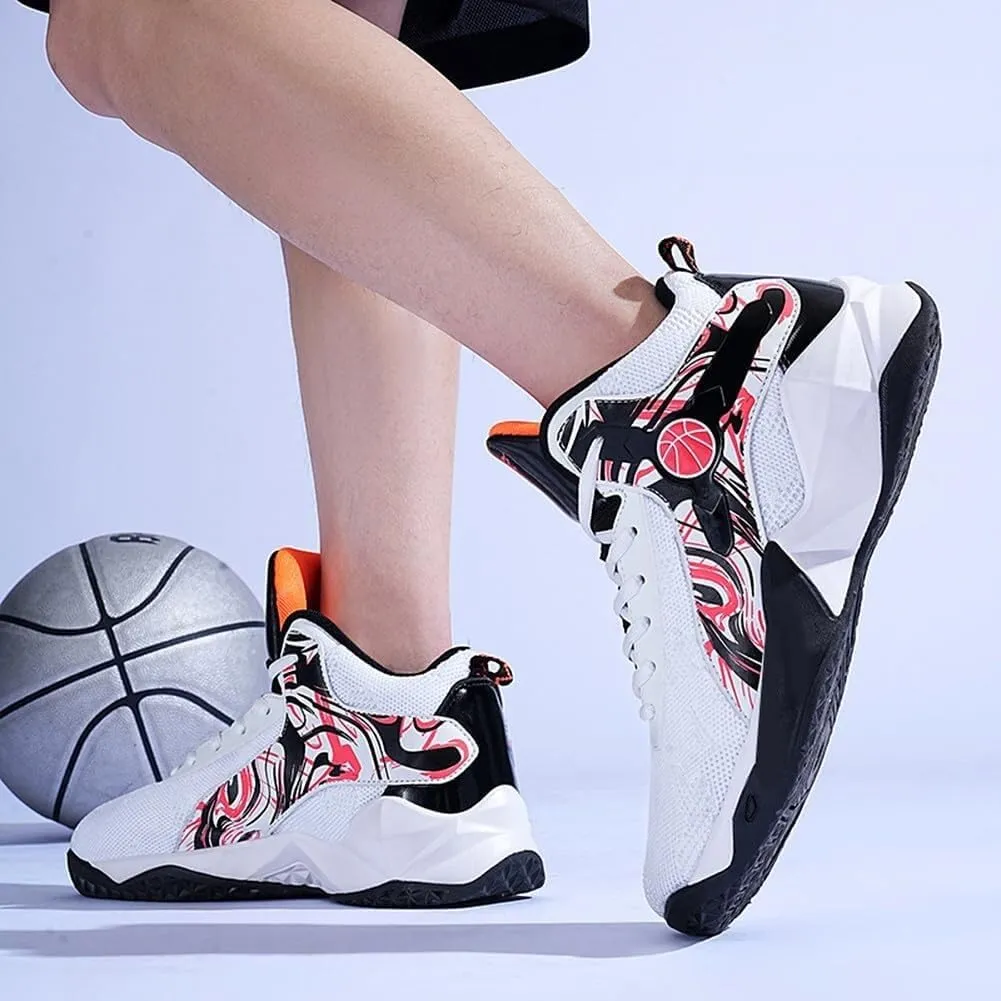 Men's Basketball Shoes High Top Fly Woven Breathable Durable Sports Training Boots