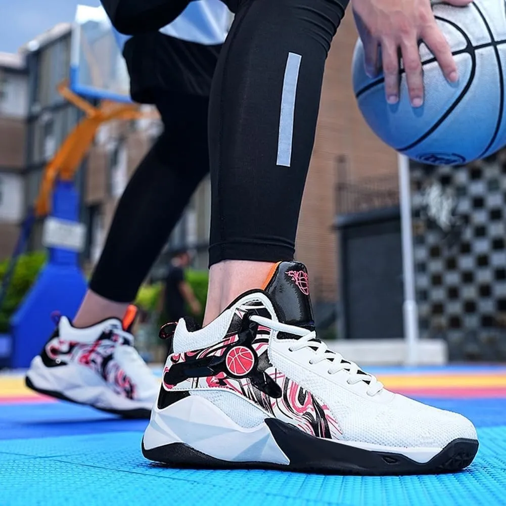 Men's Basketball Shoes High Top Fly Woven Breathable Durable Sports Training Boots
