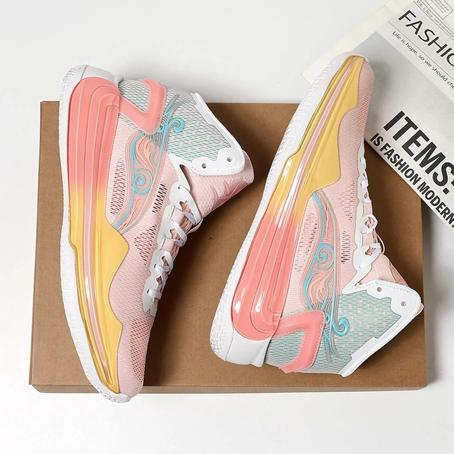 Men's Basketball Shoes Teenagers Fashion Comfortable Sneakers Women's Tennis Fitness Training Casual Sneakers Outdoor Casual Walking High Top Sneakers Outdoor Running Basketball Sports