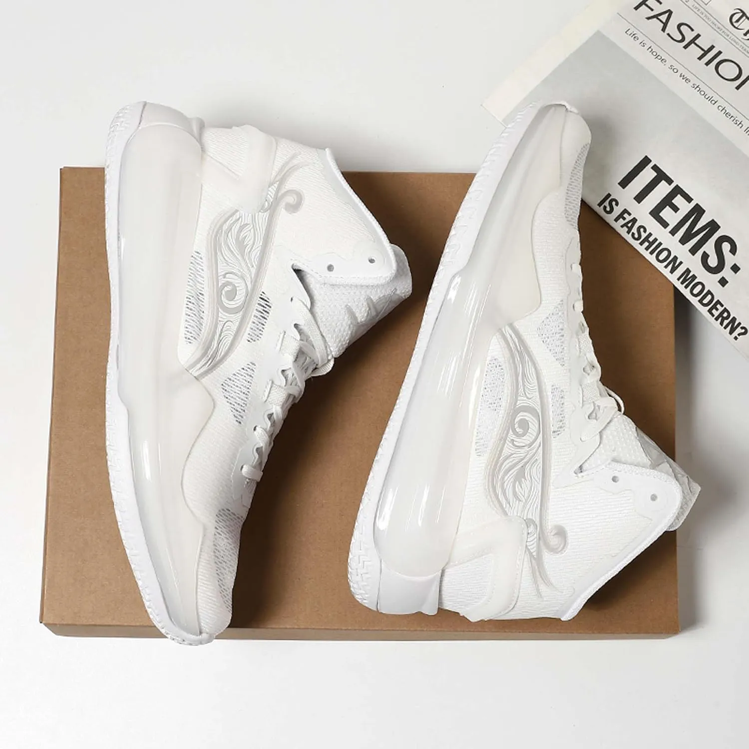 Men's Basketball Shoes Teenagers Fashion Comfortable Sneakers Women's Tennis Fitness Training Casual Sneakers Outdoor Casual Walking High Top Sneakers Outdoor Running Basketball Sports