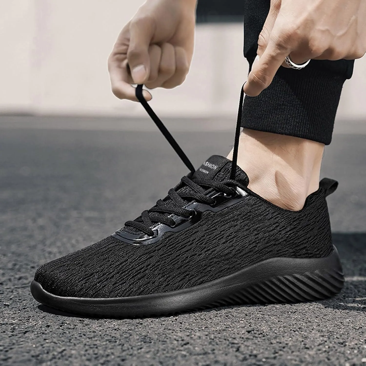 Mens Breathable Lace Up Running Shoes Breathable Casual Comfortable Walking Sneaker Wide Walking Shoes for Men