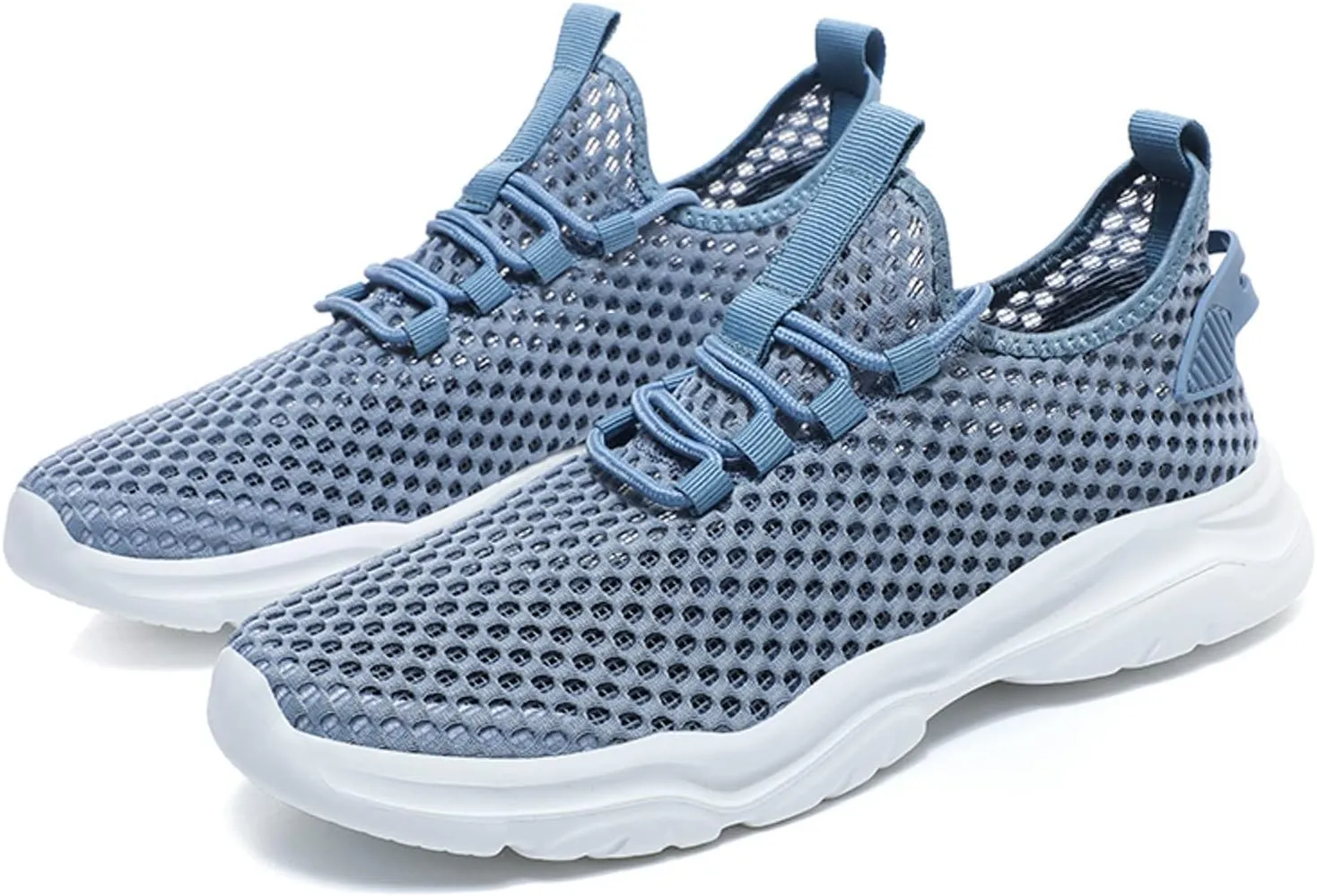 Mens Breathable Lace Up Running Shoes Breathable Elastic Fly Woven Mesh Sneaker Lightweight Work Shoes for Men