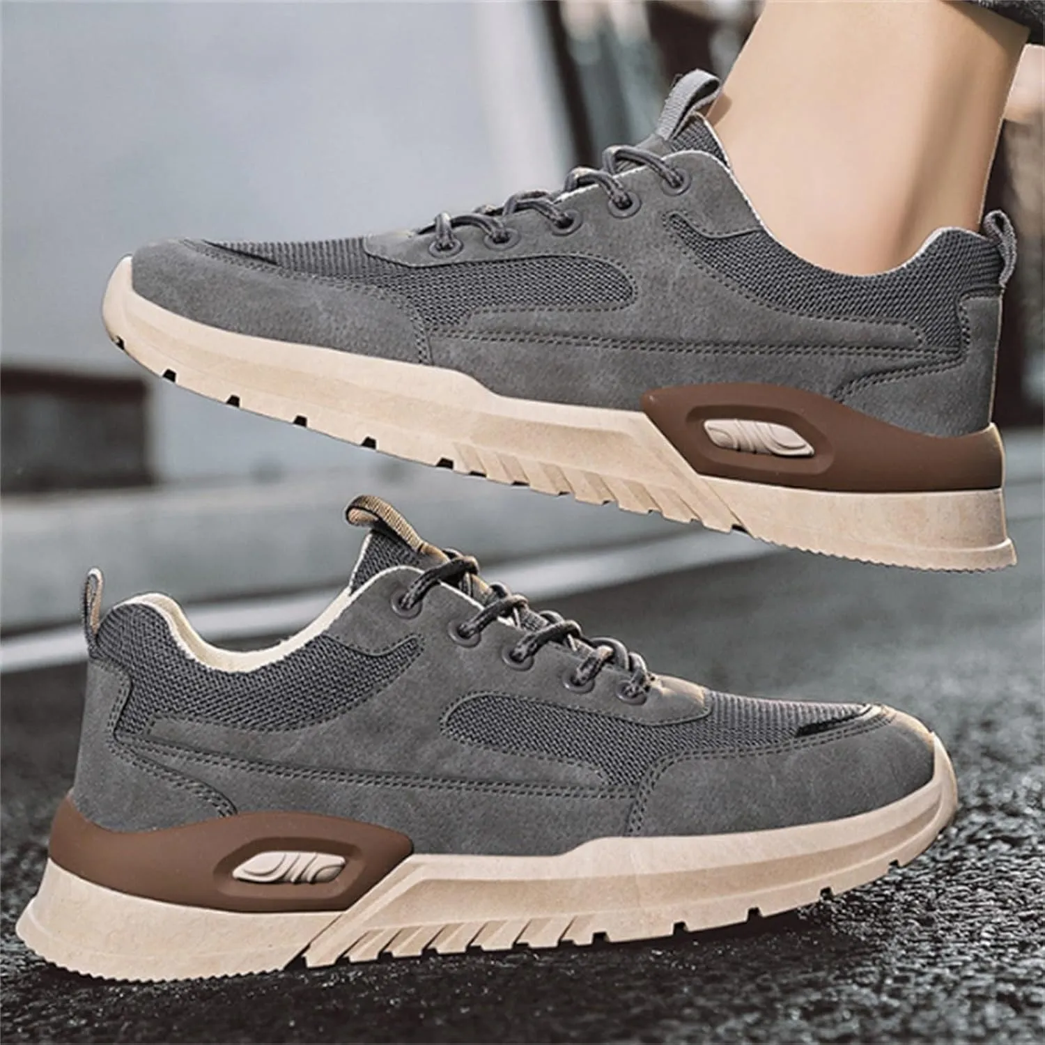 Mens Breathable Lace Up Running Shoes Comfortable Breathable Lace Up Sneaker Non Slip Work Sport Shoes for Men
