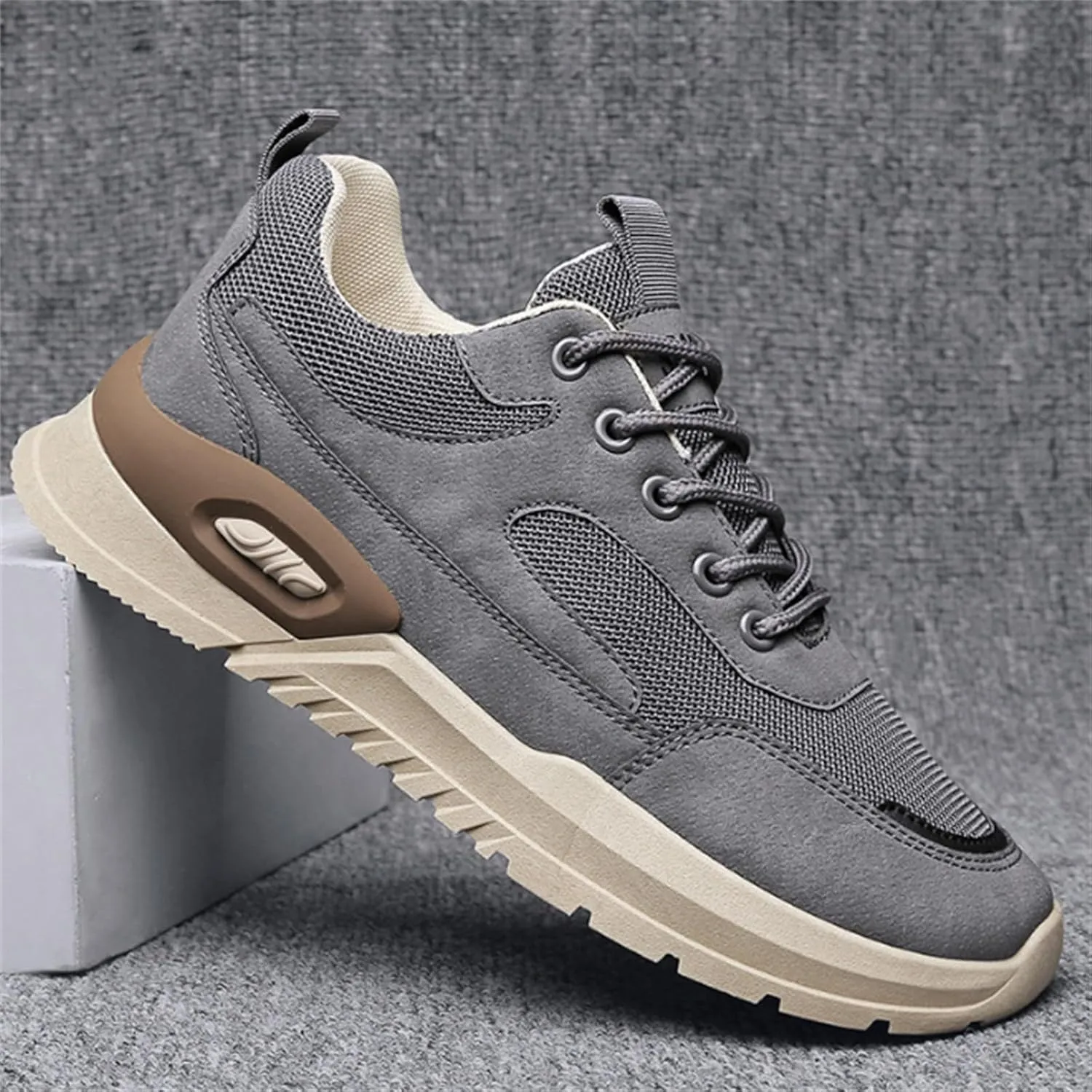 Mens Breathable Lace Up Running Shoes Comfortable Breathable Lace Up Sneaker Non Slip Work Sport Shoes for Men