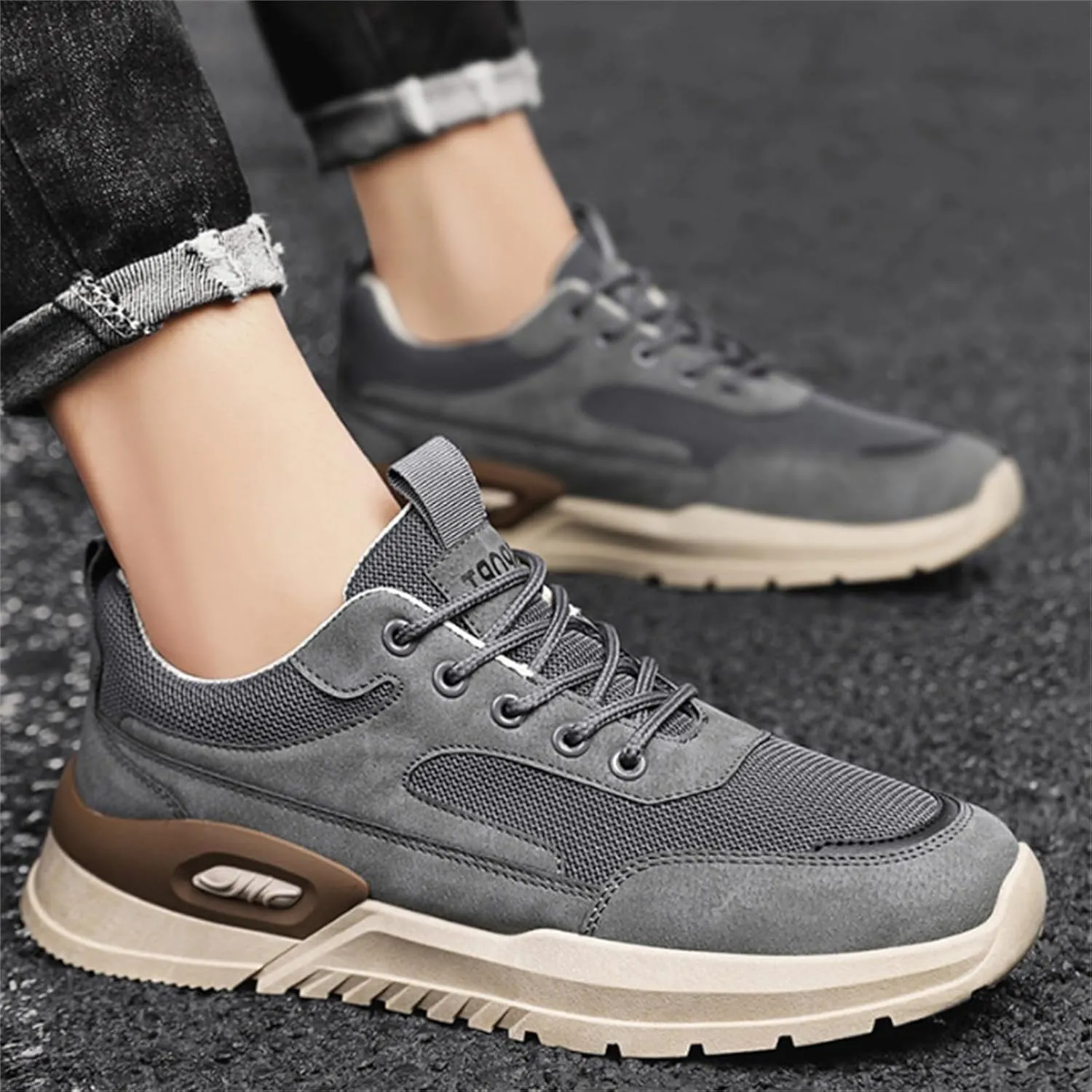 Mens Breathable Lace Up Running Shoes Comfortable Breathable Lace Up Sneaker Non Slip Work Sport Shoes for Men