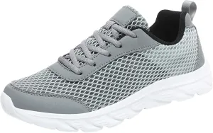 Mens Breathable Lace Up Running Shoes Comfortable Breathable Lightweight Tennis Shoe Non Slip Barefoot Sneaker