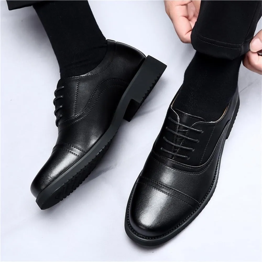 Mens Breathable Leather Dress Shoes Formal Office Wedding Business Rubber Sole Comfortable