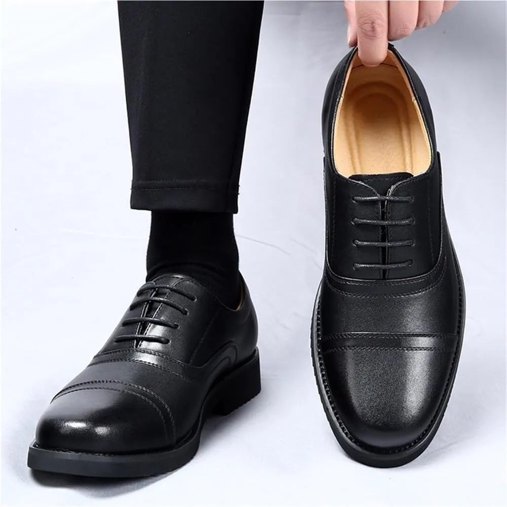 Mens Breathable Leather Dress Shoes Formal Office Wedding Business Rubber Sole Comfortable