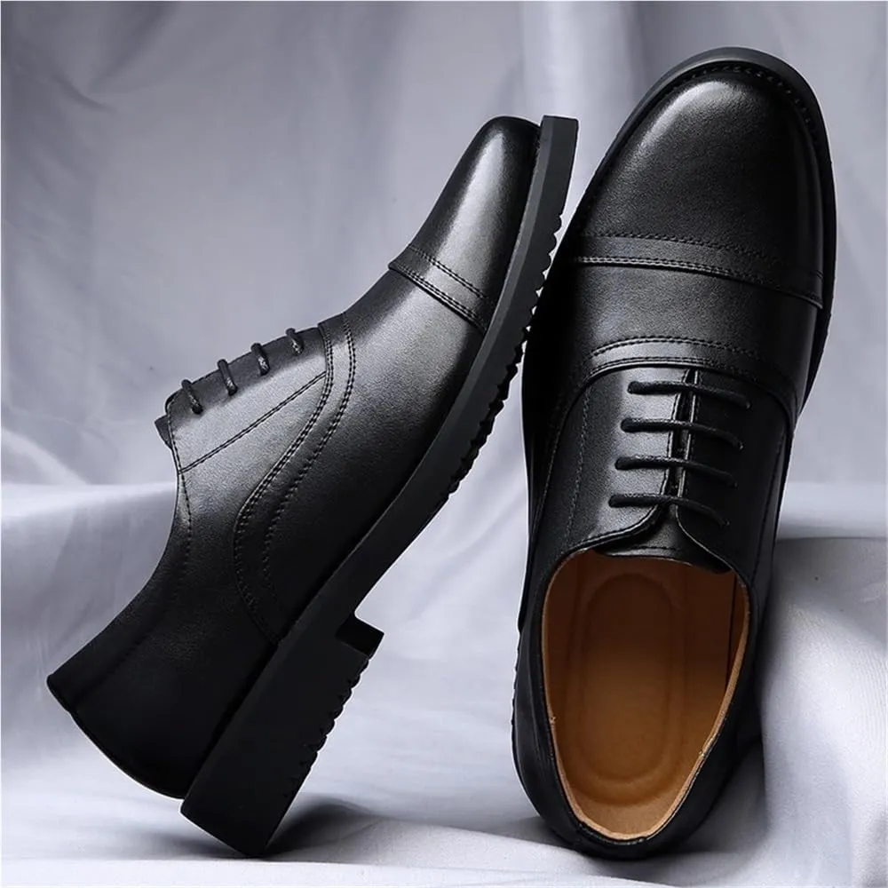 Mens Breathable Leather Dress Shoes Formal Office Wedding Business Rubber Sole Comfortable