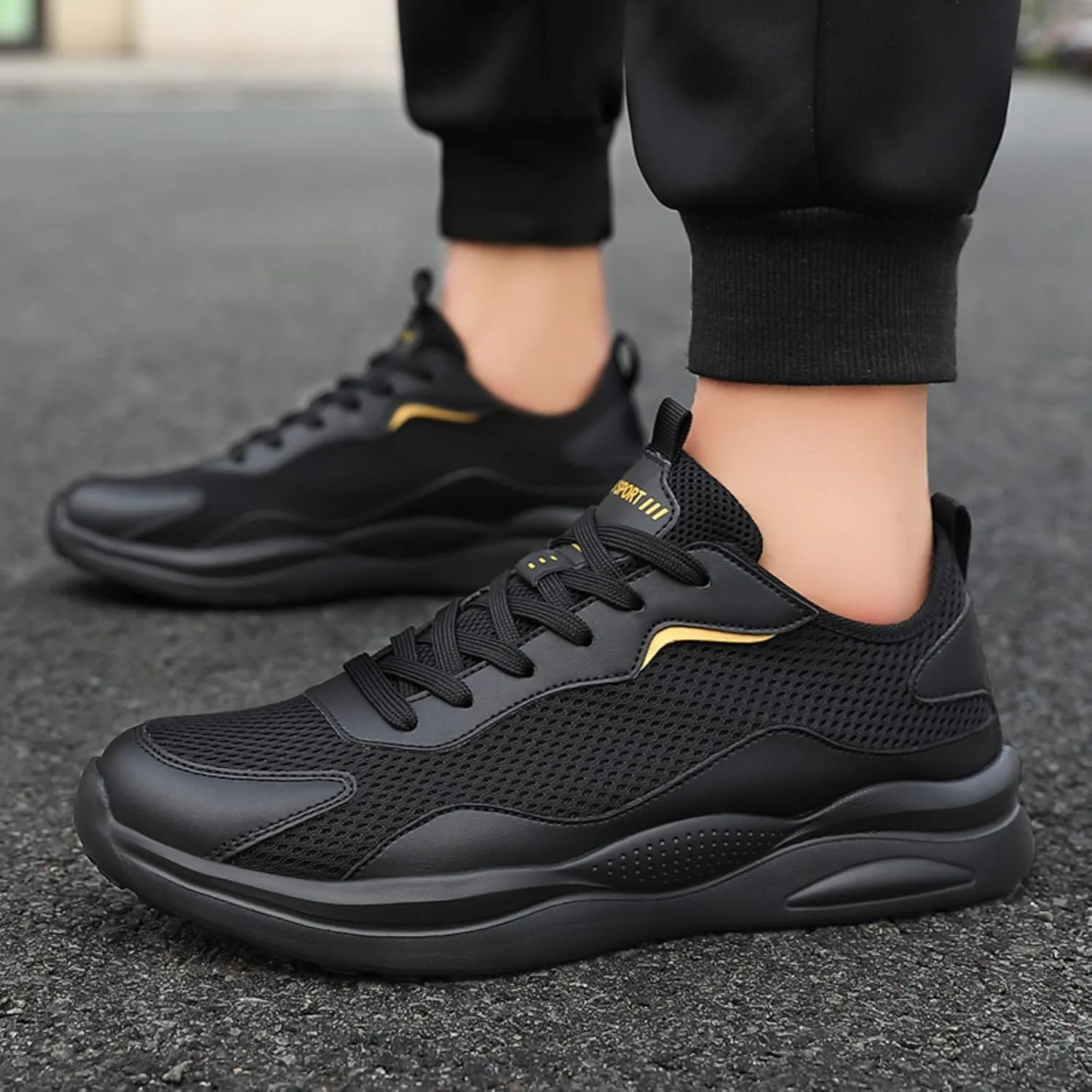Men's Breathable Stretch Workout Shoes Business Mesh Breathable Walking Shoe Men's Lightweight Cushion Sneakers
