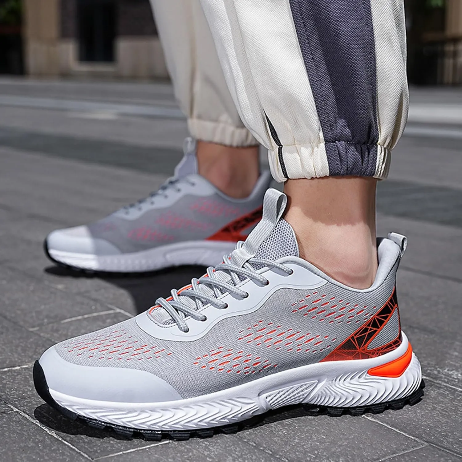 Men's Classic Casual Jogging Sneakers Comfortable Breathable Lace Up Sneaker Breathable Diabetic Shoes for Men