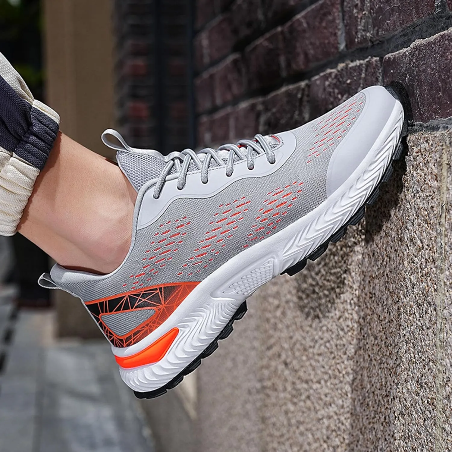 Men's Classic Casual Jogging Sneakers Comfortable Breathable Lace Up Sneaker Breathable Diabetic Shoes for Men