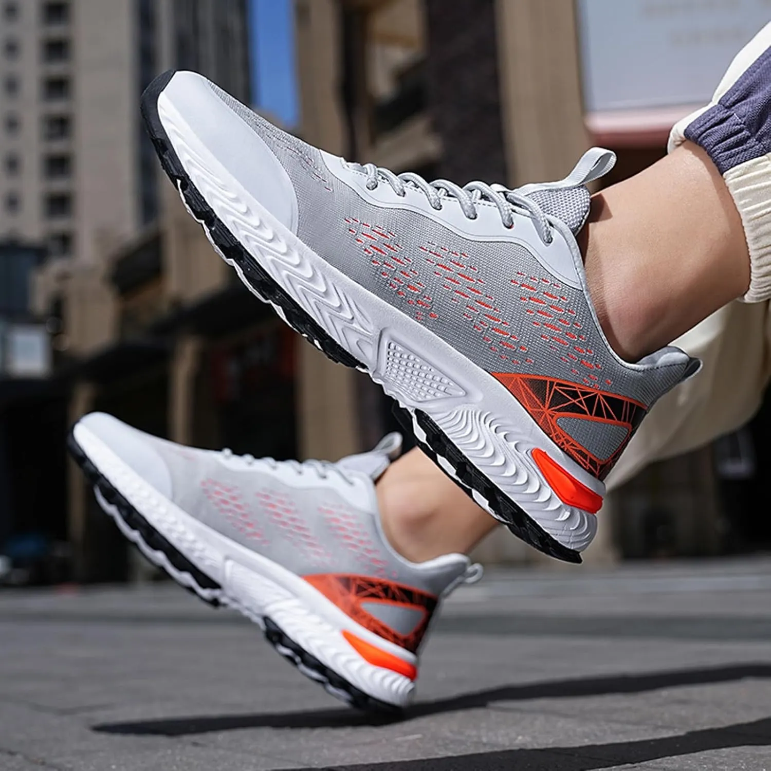 Men's Classic Casual Jogging Sneakers Comfortable Breathable Lace Up Sneaker Breathable Diabetic Shoes for Men