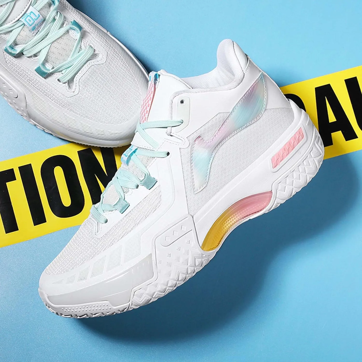 Men's Fluorescent Basketball Shoes Teenage Arch Support Fashion Sneakers Women's Anti-Slip Lightweight Sports High Top Basketball Running Fitness Tennis Athletic Shoes