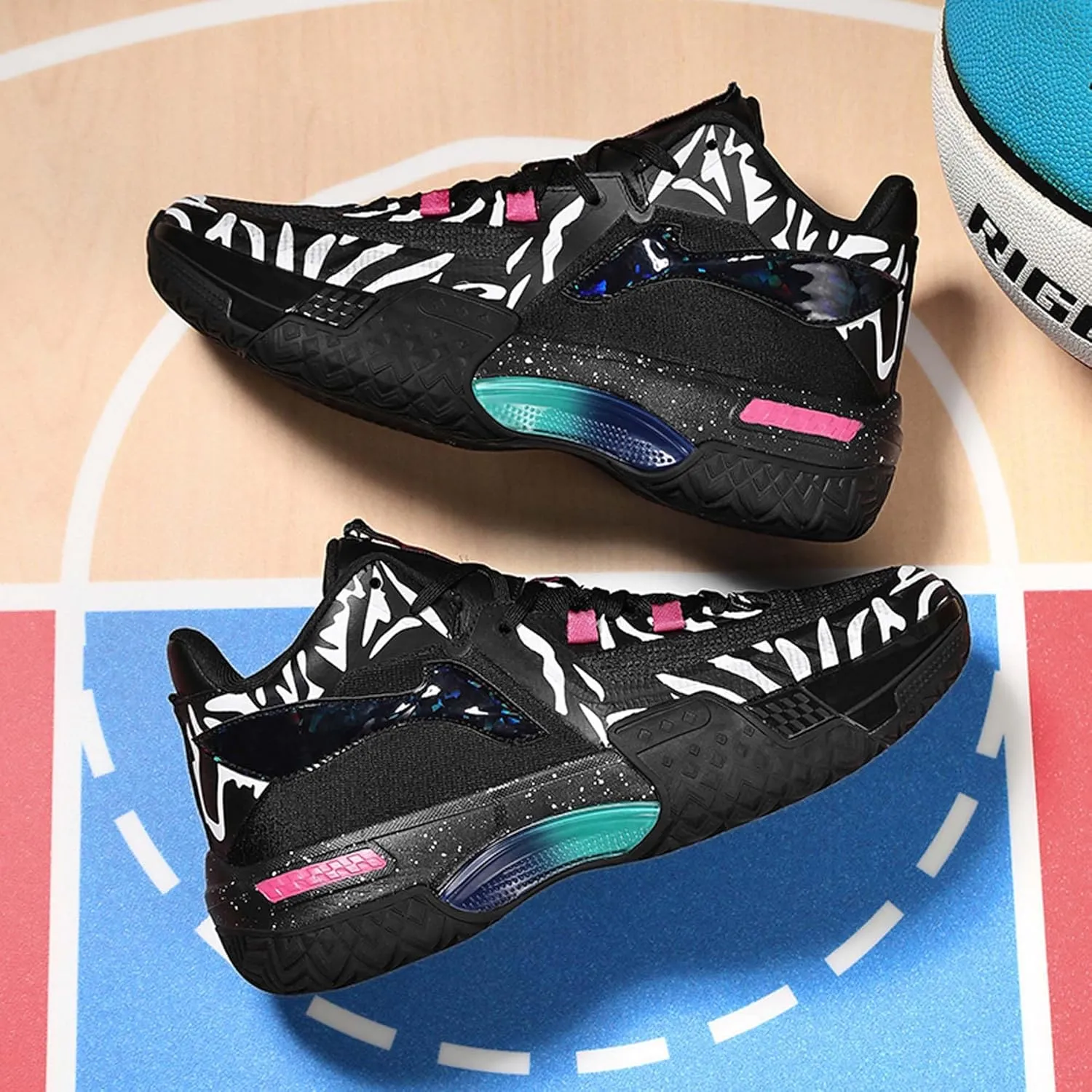 Men's Fluorescent Basketball Shoes Teenage Arch Support Fashion Sneakers Women's Anti-Slip Lightweight Sports High Top Basketball Running Fitness Tennis Athletic Shoes
