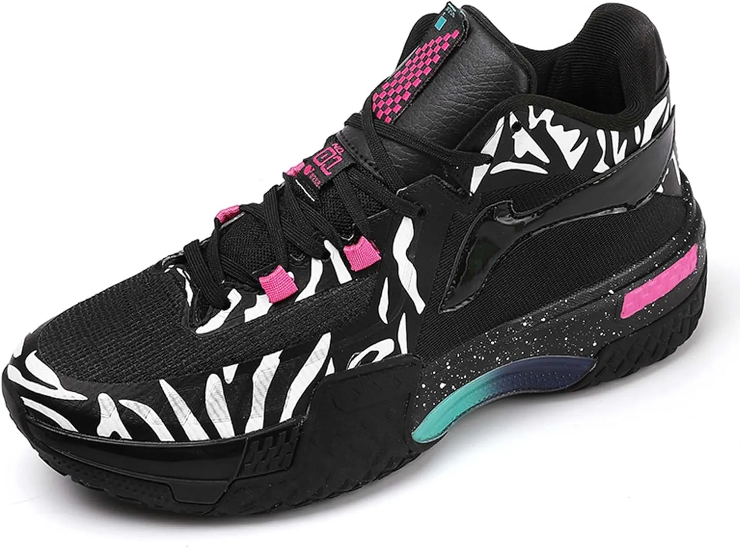 Men's Fluorescent Basketball Shoes Teenage Arch Support Fashion Sneakers Women's Anti-Slip Lightweight Sports High Top Basketball Running Fitness Tennis Athletic Shoes