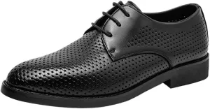 Men's Lace-Up Handmade Leather Shoes Modern Comfortable Breathable Dress Oxfords Shoes Men's Valentine's Day Gift
