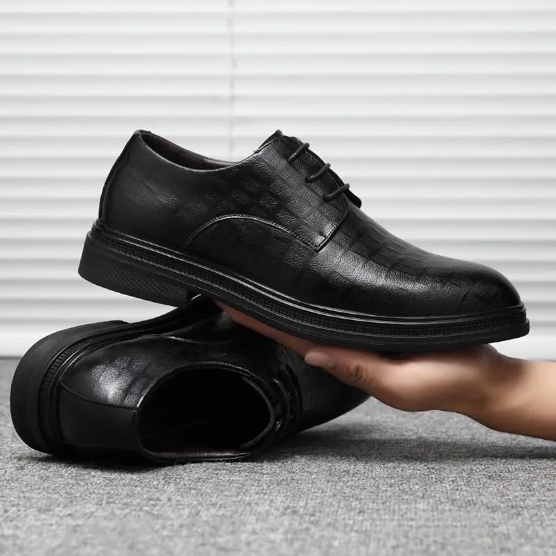 Men's Modern Lace-Up Derby Shoes Streamlined Silhouette with Breathable Leather for Business Casual Attire & Social Events