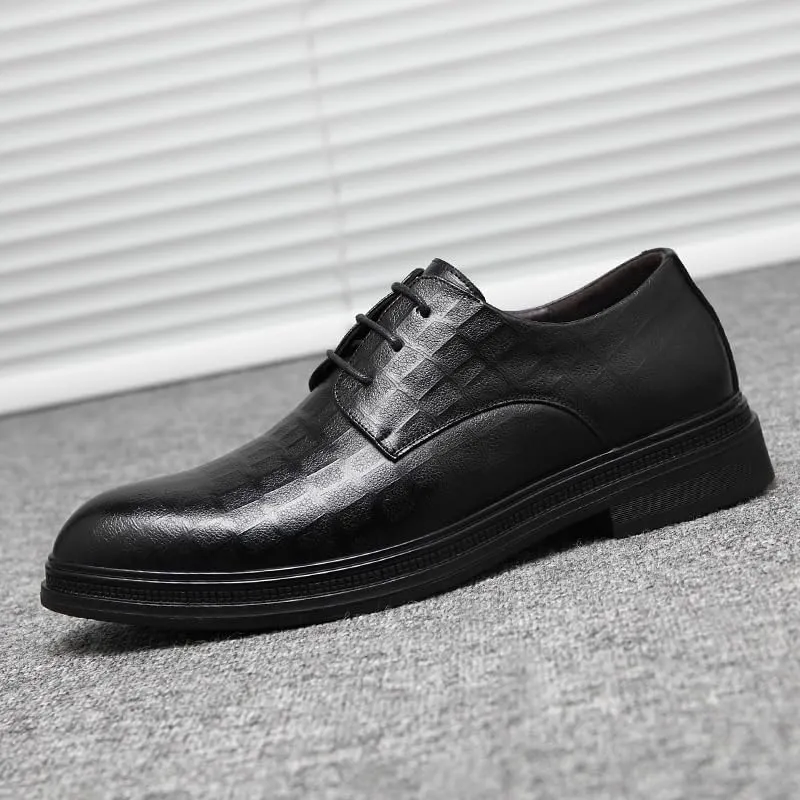 Men's Modern Lace-Up Derby Shoes Streamlined Silhouette with Breathable Leather for Business Casual Attire & Social Events