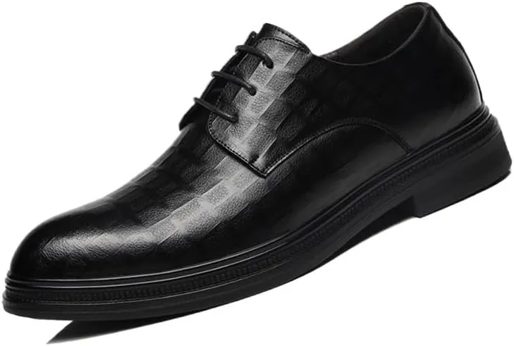 Men's Modern Lace-Up Derby Shoes Streamlined Silhouette with Breathable Leather for Business Casual Attire & Social Events