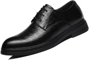 Men's Modern Lace-Up Derby Shoes Streamlined Silhouette with Breathable Leather for Business Casual Attire & Social Events