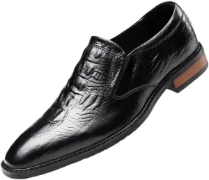 Men's Modern Slip-On Oxfords Genuine Leather Business Casual Oxfords Shoes