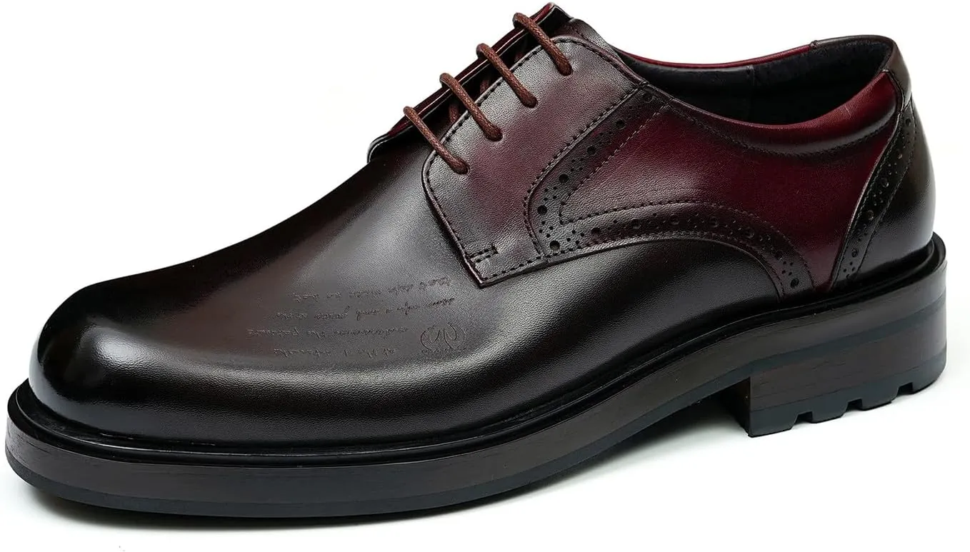 Mens Oxfords Formal Dress Derby Genunie Leather Two Tone Shoes Plain Toe Modern Suit Shoes Fashion Prom Wedding Tuxedo Business Casual Lightweight Comfortable Shoes for Men