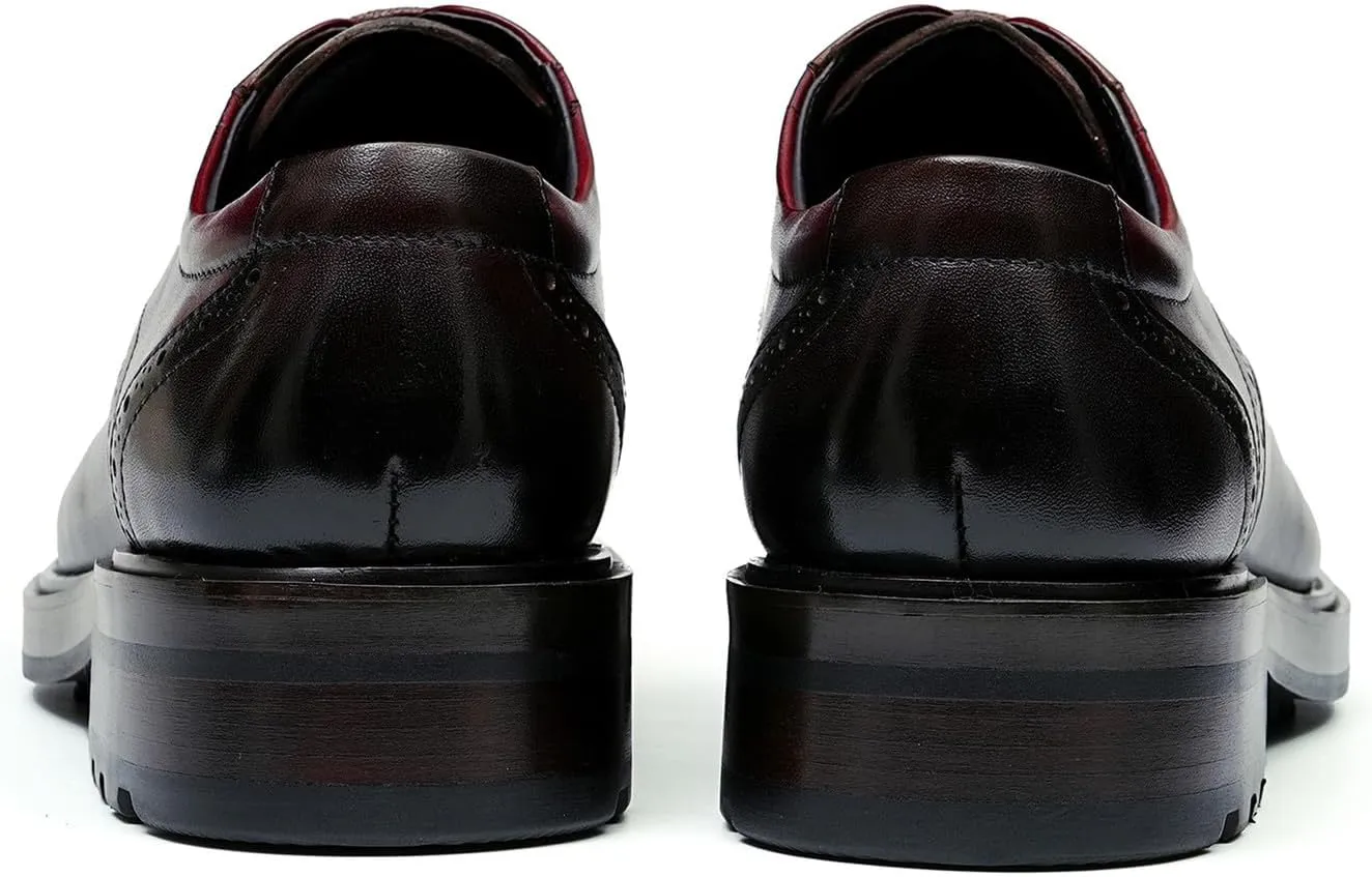 Mens Oxfords Formal Dress Derby Genunie Leather Two Tone Shoes Plain Toe Modern Suit Shoes Fashion Prom Wedding Tuxedo Business Casual Lightweight Comfortable Shoes for Men