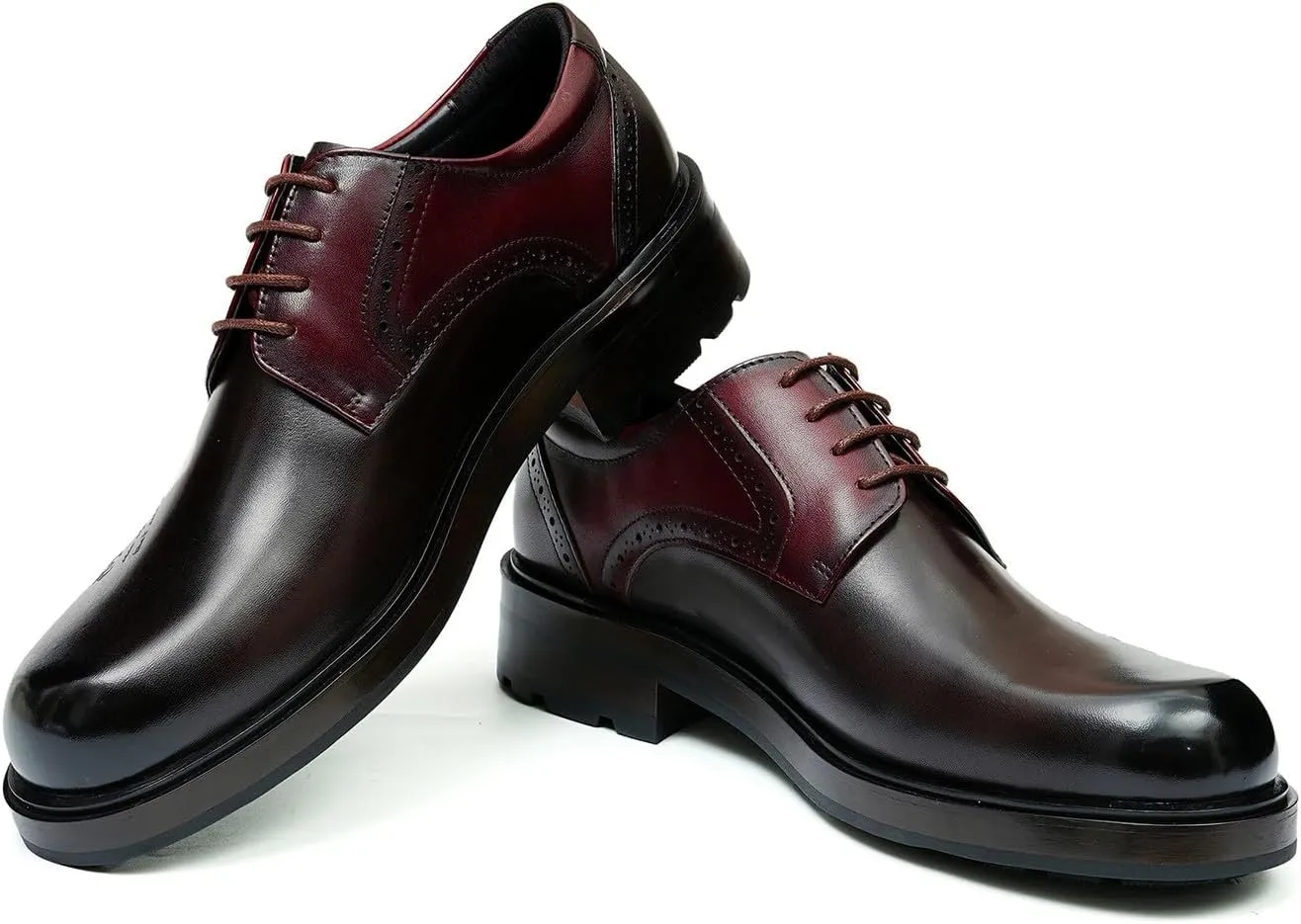 Mens Oxfords Formal Dress Derby Genunie Leather Two Tone Shoes Plain Toe Modern Suit Shoes Fashion Prom Wedding Tuxedo Business Casual Lightweight Comfortable Shoes for Men