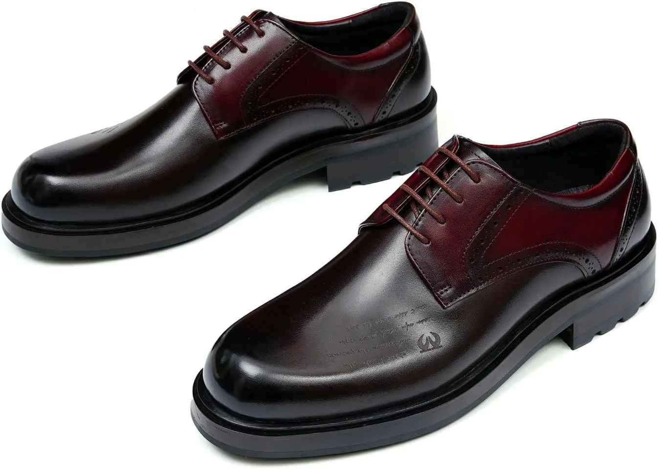 Mens Oxfords Formal Dress Derby Genunie Leather Two Tone Shoes Plain Toe Modern Suit Shoes Fashion Prom Wedding Tuxedo Business Casual Lightweight Comfortable Shoes for Men