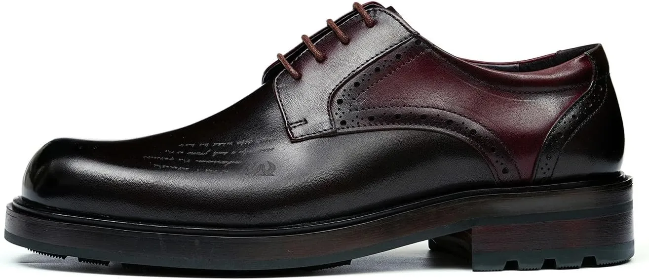 Mens Oxfords Formal Dress Derby Genunie Leather Two Tone Shoes Plain Toe Modern Suit Shoes Fashion Prom Wedding Tuxedo Business Casual Lightweight Comfortable Shoes for Men