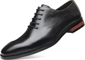 Men's Retro Slip-on Lace Up Business Oxfords Dress Classic Non Slip Casual Leather Work Dress Shoes Fashion Comfortable Formal Wedding Shoes