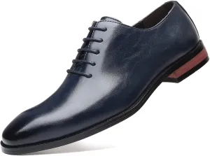 Men's Retro Slip-on Lace Up Business Oxfords Dress Classic Non Slip Casual Leather Work Dress Shoes Fashion Comfortable Formal Wedding Shoes