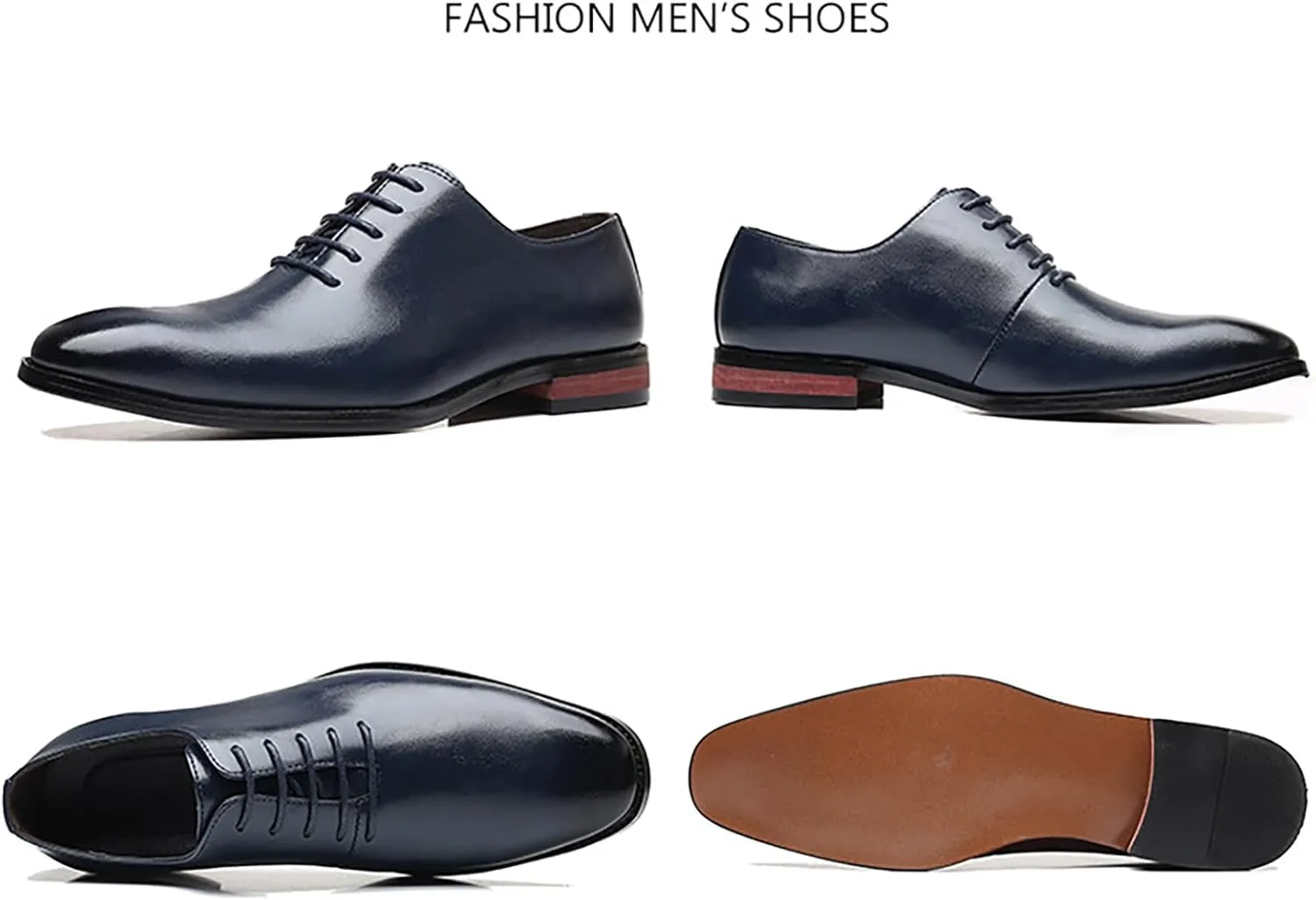 Men's Retro Slip-on Lace Up Business Oxfords Dress Classic Non Slip Casual Leather Work Dress Shoes Fashion Comfortable Formal Wedding Shoes