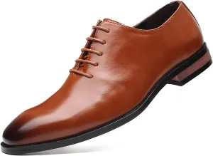 Men's Retro Slip-on Lace Up Business Oxfords Dress Classic Non Slip Casual Leather Work Dress Shoes Fashion Comfortable Formal Wedding Shoes
