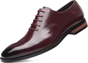 Men's Retro Slip-on Lace Up Business Oxfords Dress Classic Non Slip Casual Leather Work Dress Shoes Fashion Comfortable Formal Wedding Shoes