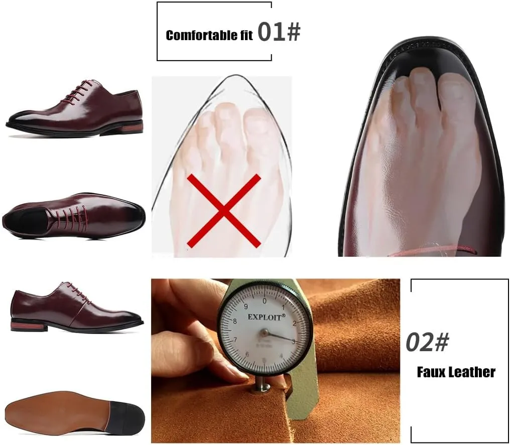Men's Retro Slip-on Lace Up Business Oxfords Dress Classic Non Slip Casual Leather Work Dress Shoes Fashion Comfortable Formal Wedding Shoes