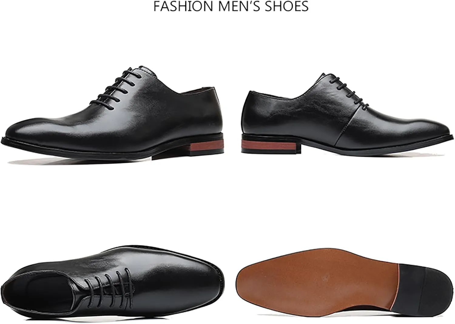 Men's Retro Slip-on Lace Up Business Oxfords Dress Classic Non Slip Casual Leather Work Dress Shoes Fashion Comfortable Formal Wedding Shoes