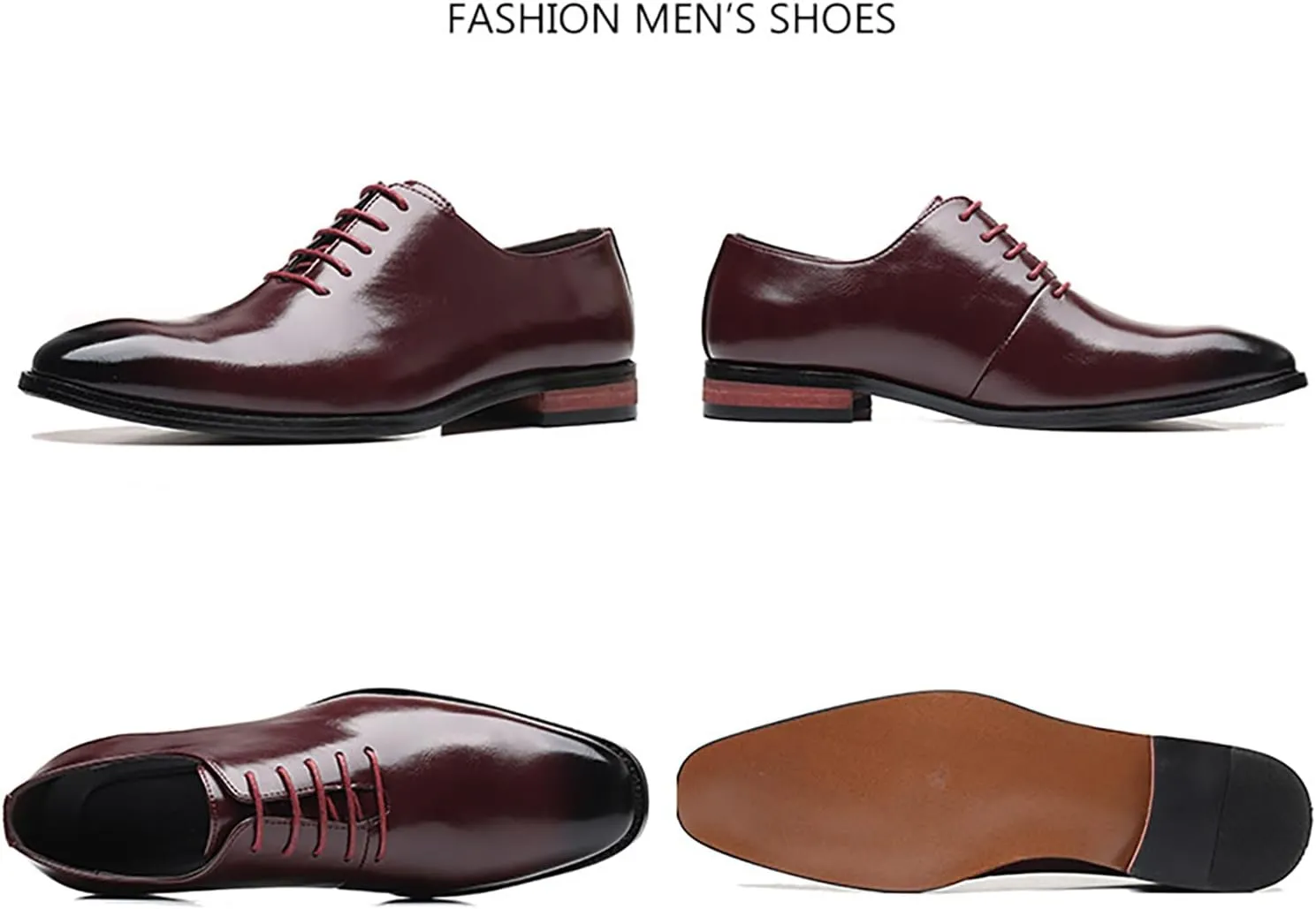Men's Retro Slip-on Lace Up Business Oxfords Dress Classic Non Slip Casual Leather Work Dress Shoes Fashion Comfortable Formal Wedding Shoes