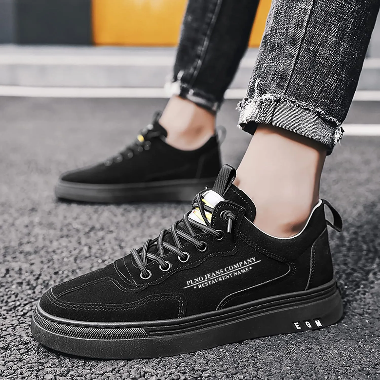 Men's Stretch Memory Foam Shoes Lace Up Lightweight Breathable Fashion Sneaker Men's Breathable Barefoot Shoes