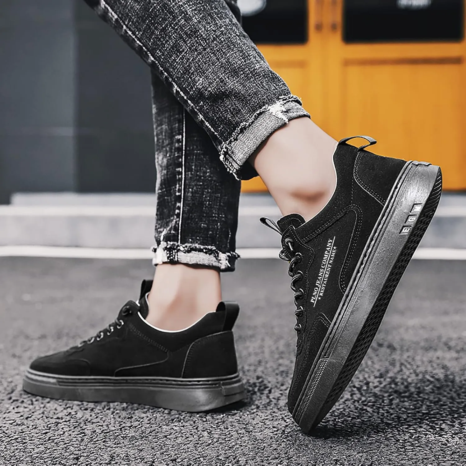 Men's Stretch Memory Foam Shoes Lace Up Lightweight Breathable Fashion Sneaker Men's Breathable Barefoot Shoes