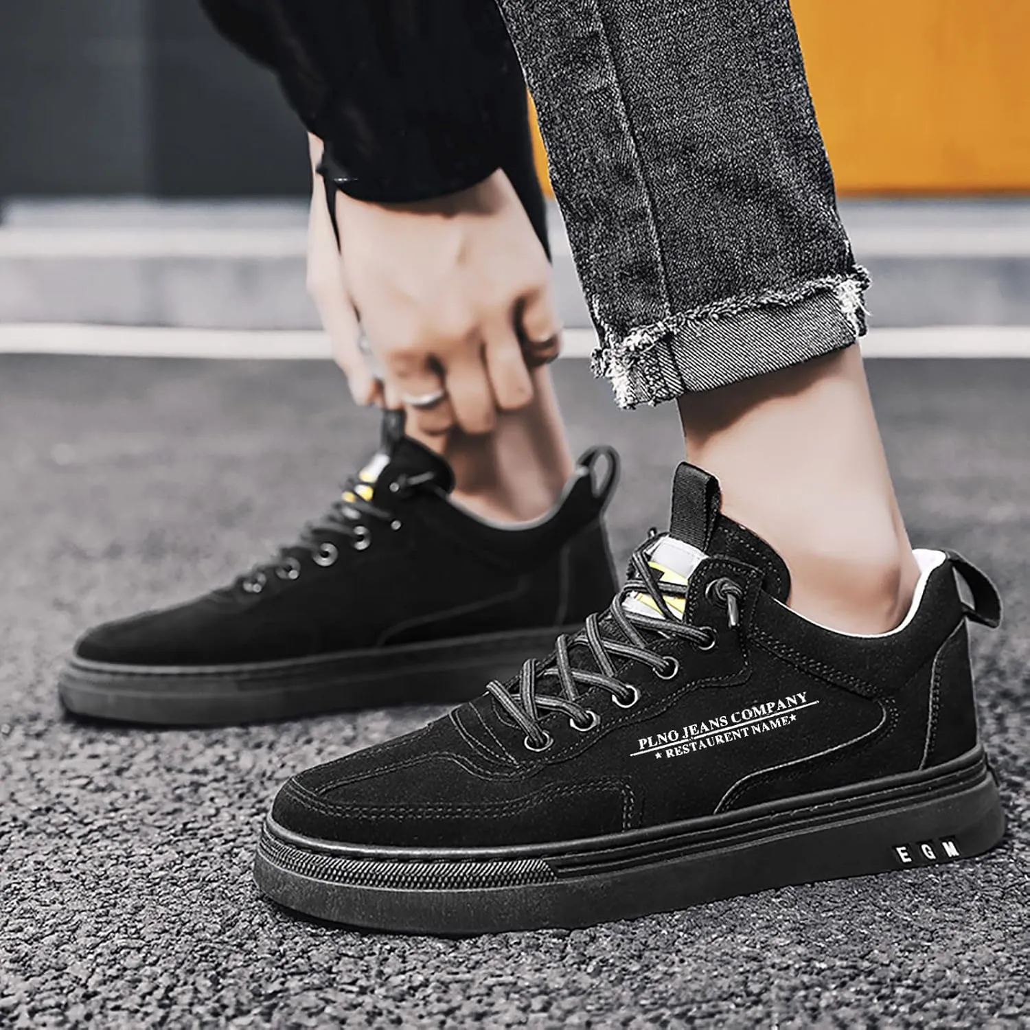 Men's Stretch Memory Foam Shoes Lace Up Lightweight Breathable Fashion Sneaker Men's Breathable Barefoot Shoes