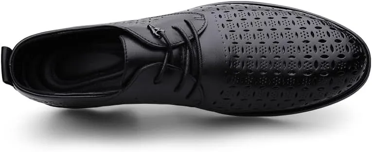 Men's Summer Fashion Breathable Dress Shoes Classic Lace-up Formal Tuxedo Derby Shoes Comfortable Non-Slip Low Top Work Shoes(7)