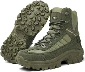 Men's Tactical Hiking Boots - Military-Grade Lightweight Combat Boots with Side Zipper, Slip-Resistant Orthopedic Sole for Outdoor Adventures/Motorcycle Riding/Military Training