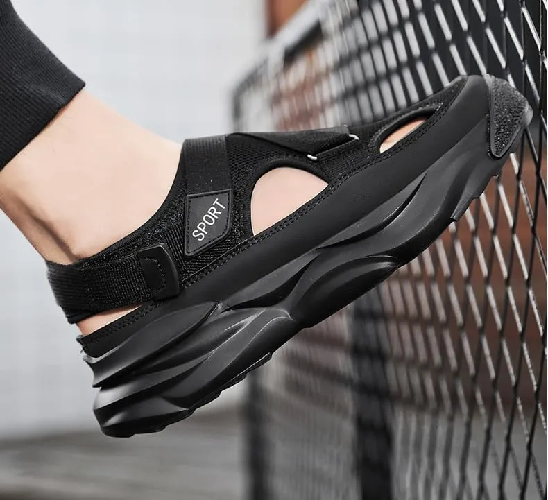 Men's Trendy Close Toe Breathable Sandals, Comfy Non Slip Durable Beach Water Shoes for Men's Outdoor Activities, Summer