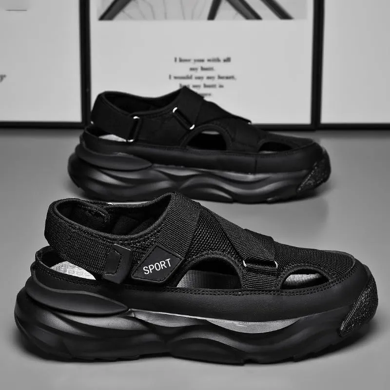 Men's Trendy Close Toe Breathable Sandals, Comfy Non Slip Durable Beach Water Shoes for Men's Outdoor Activities, Summer