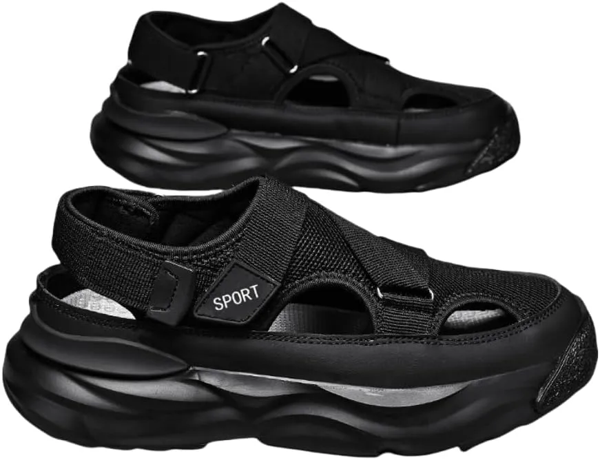 Men's Trendy Close Toe Breathable Sandals, Comfy Non Slip Durable Beach Water Shoes for Men's Outdoor Activities, Summer