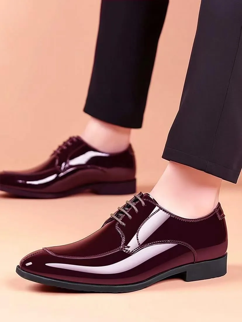 Men's Tuxedo Dress Shoes Pattern Leather Formal Oxfords Classic Lace Up Derby Shoes Wedding Business Slip On Shoe